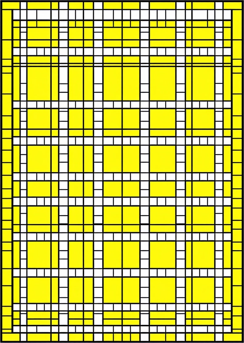 Vibrant Yellow Grid Composition Rug