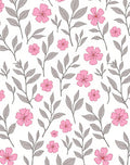 Pastel Pink and Gray Floral Branch Rug