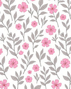 Pastel Pink and Gray Floral Branch Rug
