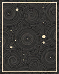 Dark Swirling Stars and Planets Rug