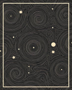 Dark Swirling Stars and Planets Rug