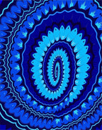 Deep Blue Radial Sunburst Rug