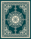 Deep Teal Ivory Ornate Medallion Rug