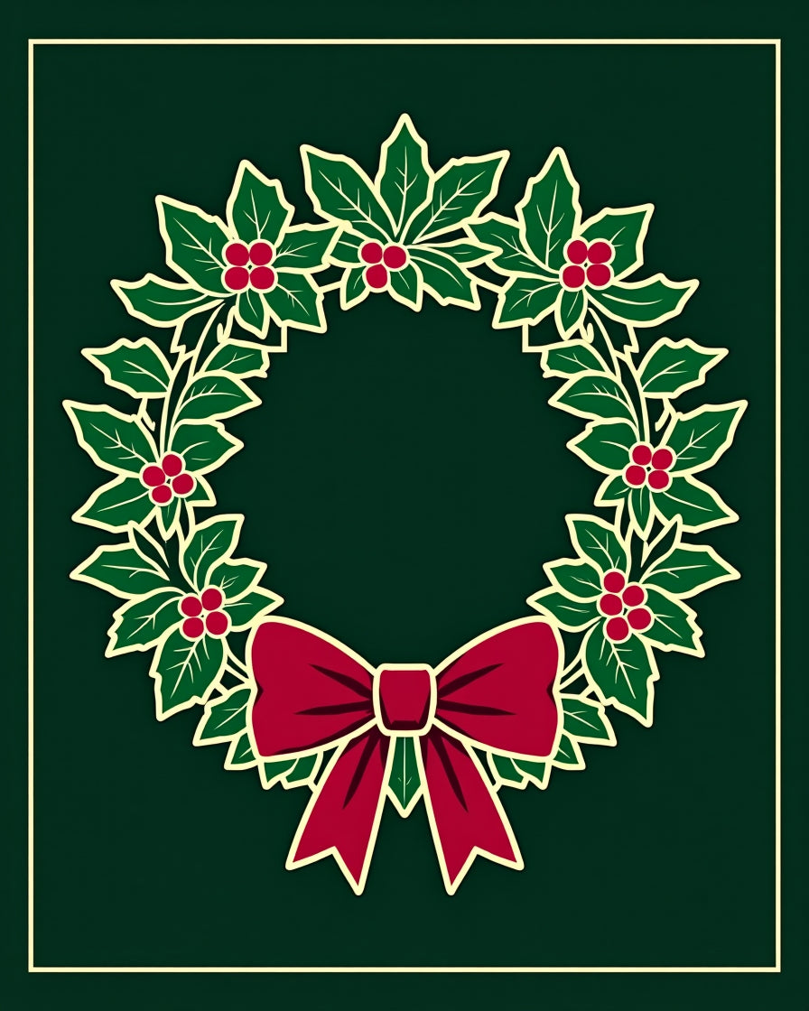 Festive Red Holly Berry Wreath Rug
