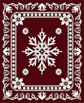 Crimson White Snowflake Medallion Border Rug