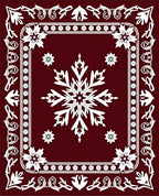 Crimson White Snowflake Medallion Border Rug
