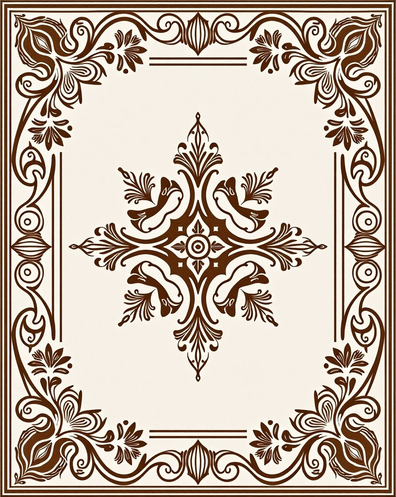 Dark Floral Scrollwork Medallion Rug