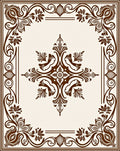 Dark Floral Scrollwork Medallion Rug
