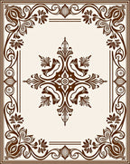 Dark Floral Scrollwork Medallion Rug