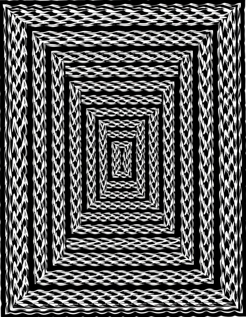 Monochromatic Optical Illusion Square Rug