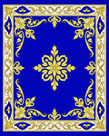 Royal Blue Golden Floral Medallion Rug