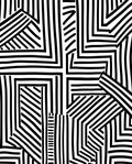 Bold Black White Abstract Rectilinear Art Rug