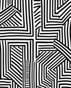 Bold Black White Abstract Rectilinear Art Rug