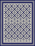 Navy Blue Intricate Geometric Medallion Rug