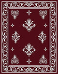 Crimson White Scrollwork Fleur-de-lis Rug