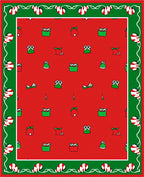 Red And Green Festive Gift Collage Rug