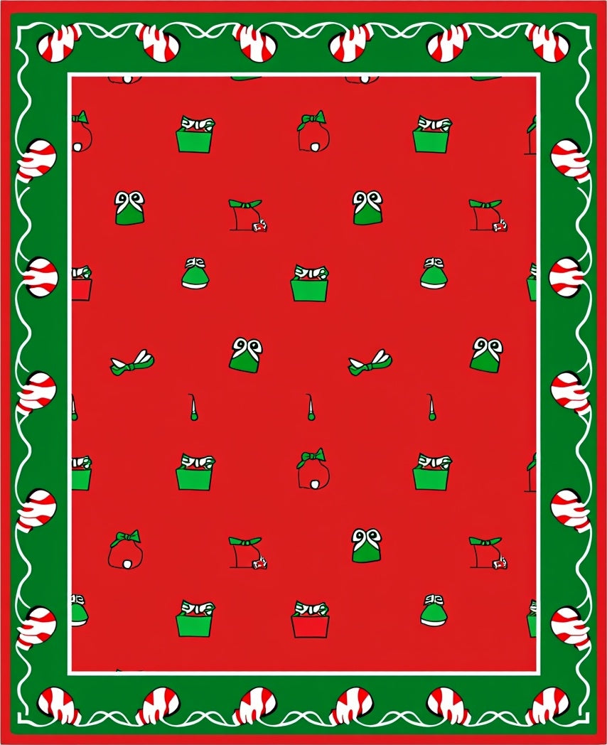Red And Green Festive Gift Collage Rug