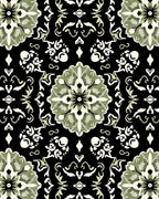 Sage Green Floral Medallion Damask Rug