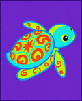Whimsical Turtle Aqua Orange Swirls Rug