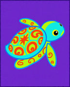 Whimsical Turtle Aqua Orange Swirls Rug