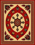 Crimson and Gold Floral Star Medallion Rug