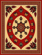 Crimson and Gold Floral Star Medallion Rug