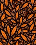 Orange Feather Floral Scatter Rug
