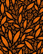 Orange Feather Floral Scatter Rug