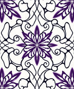 Deep Purple Floral Scrollwork Medallion Rug