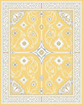 Elegant Yellow Floral Medallion Border Rug