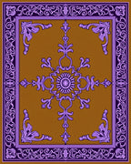 Ornate Violet Golden Blossom Rug