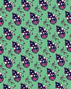 Whimsical Cat Faces Mint Green Rug