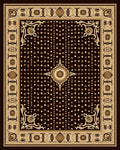 Brown Ochre Polka Dot Border Rug