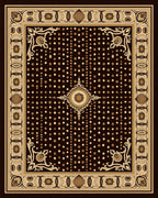 Brown Ochre Polka Dot Border Rug