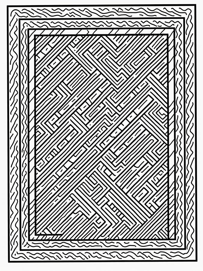 Bold Linear Labyrinth Composition Rug