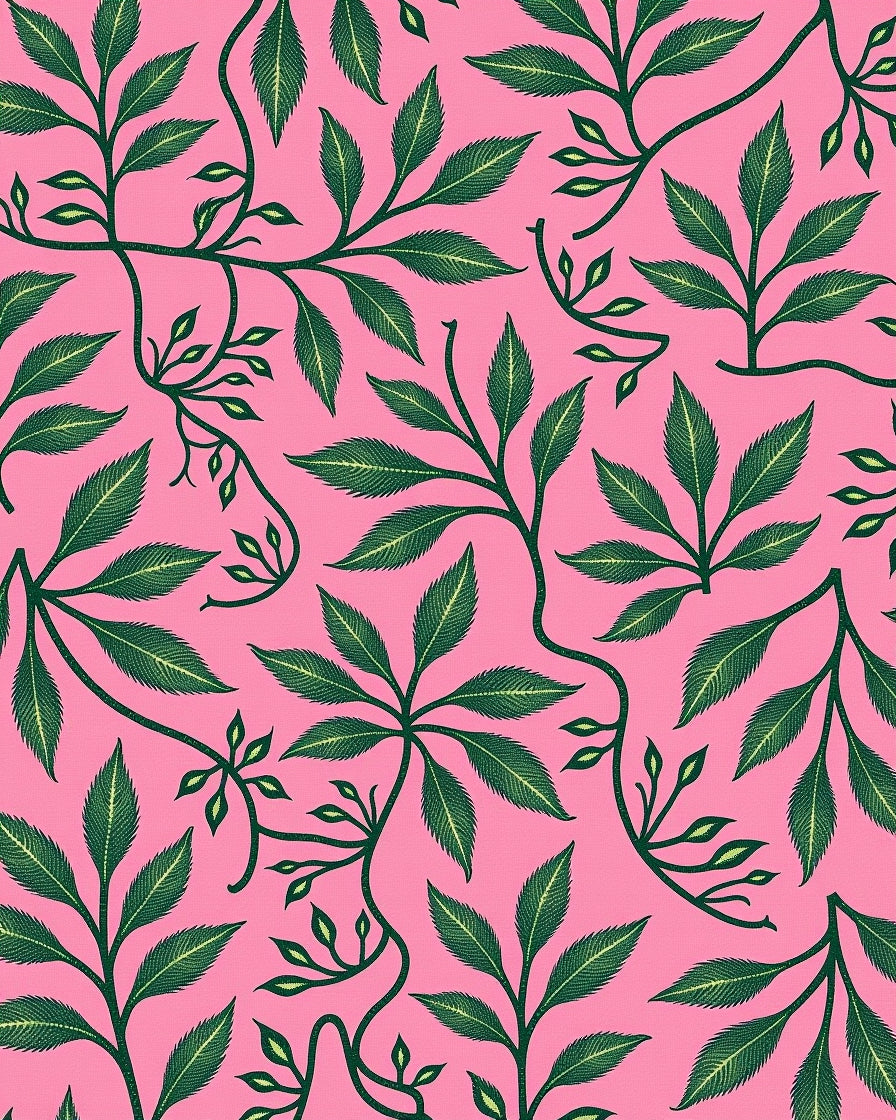 Pink Floral Vine Branch Rug
