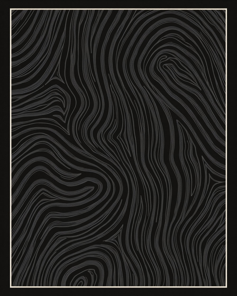 Dark Gray Wavy Wood Grain Rug