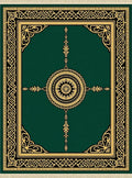 Emerald Green Golden Medallion Border Rug