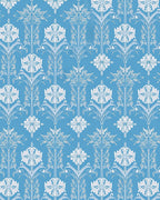 Blue Floral Damask Ornament Rug