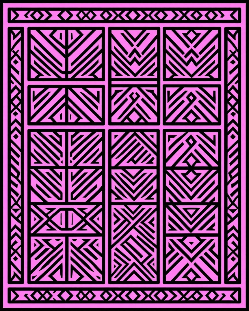 Baroque Pink Geometric Symmetry Rug