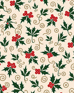 Red Holly Berry Vine Swirls Rug