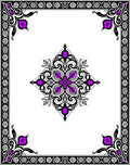 Ornate Purple Black Medallion Border Rug