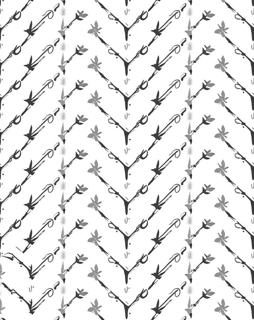 Monochromatic Chevron Arrow Foliage Art Rug