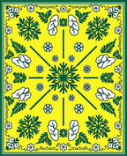 Bright Yellow Green Floral Starburst Rug