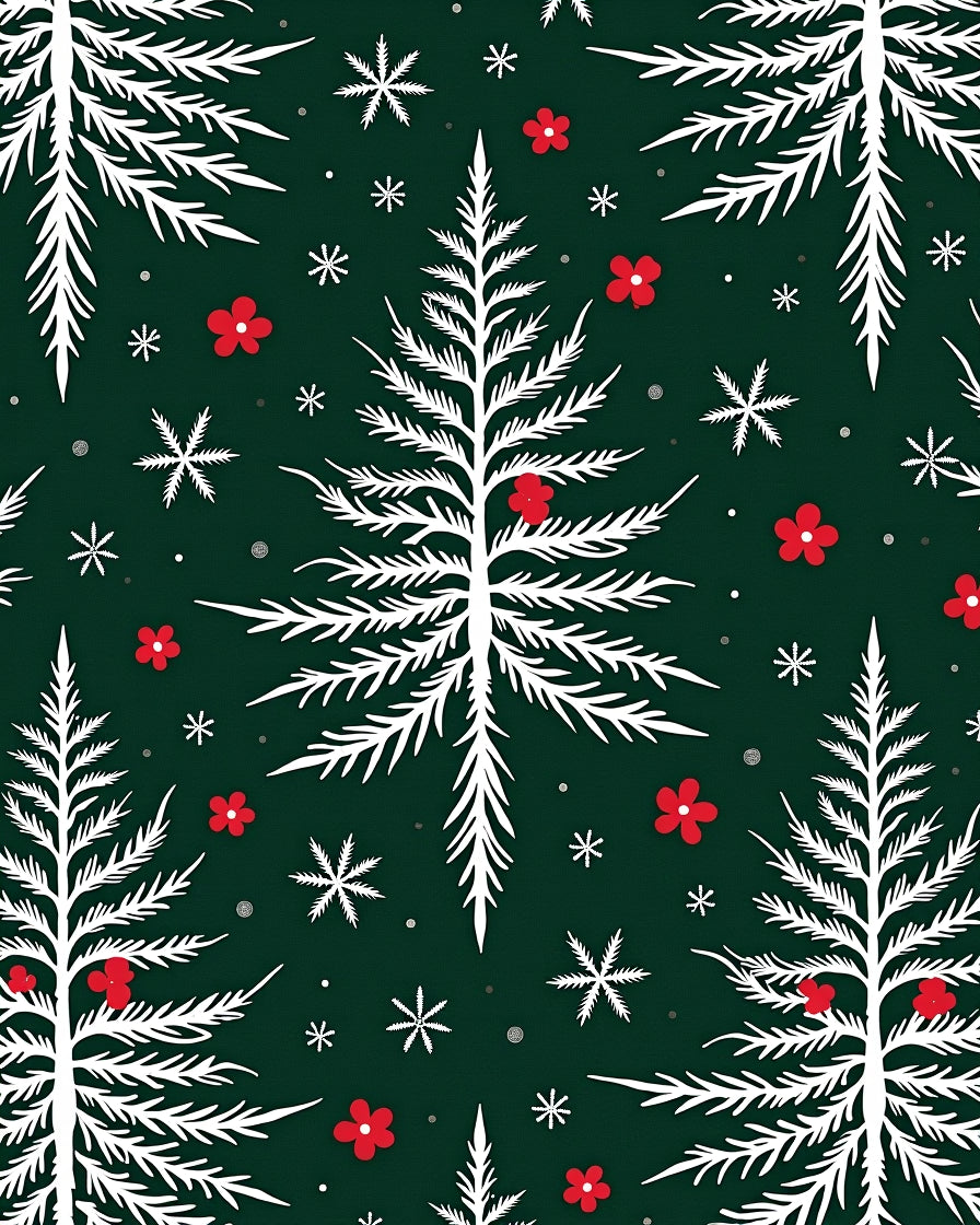 White Pine Tree Red Flower Sprinkle Rug
