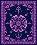 Pink Navy Mandala Floral Border Rug