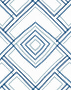 Geometric Diamond Blues Lines Rug