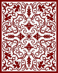 Rich Crimson Vines Medallion Overlay Rug