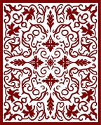 Rich Crimson Vines Medallion Overlay Rug