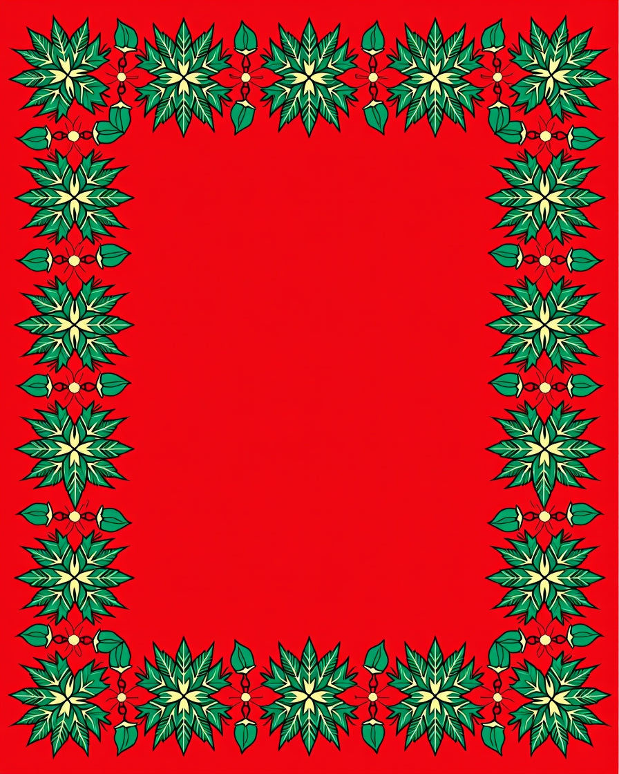 Crimson Green Floral Medallion Border Rug